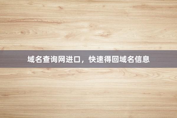 域名查询网进口，快速得回域名信息